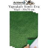 Yeşil Yapışkanlı Simli Eva 50X70 Cm 3 Adet Simli Yapışkanlı Eva Süngeri Okul Kreş Anasınıfı Elişi Etkinlikleri Hobi