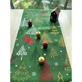 Yeşil Yılbaşı Ağacı Serisi Duck Kumaş Runner Yeni Yıl Konseptli - 40 x 150 cm - Gold - Kırmızı - Mavi