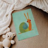 Yeşil Zeminli Salyangoz Çocuk Odası Duvar Posteri Çerçeveli Tablo Duvar Dekorasyonu - 21 x 30 - Çerçevesiz Poster