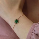 Yeşil Zirkon Taşlı Lotus Çiçeği Rose Gold Kaplama Gümüş Bileklik