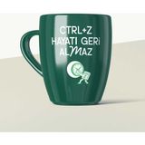 Yeşilay Ctrl+Z Hayatı Geri Almaz Mottolu Yeşil Seramik Kupa