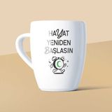 Yeşilay Hayat Yeniden Başlasın Çalar Saat Mottolu Beyaz Seramik Kupa