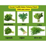 Yeşillik Sebze Tohum Paketi - 6 Çeşit Tohum Maydanoz, Tere, Roka, Dereotu , Soğan, Ispanak 1000 Adet