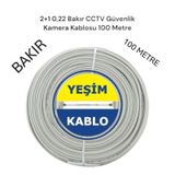 Yeşim 2+1 0,22 Cctv Bakır Güvenlik Kamera Kablosu 100 Metre
