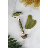 Yeşim (Jade) Doğal Taş Face Roller & Kalp Gua Sha Ikili Yüz Masaj Seti