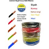 Yeşim kablo ve Asansör marketim Yeşim Kablo 1,5 mm Nyaf Cca Siyah,kırmız,kahve Rengi,sarı Yeşil,mavi Renk Kablo 100 Metre