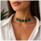 Yeşim Taşı Doğal Taş Kadın Choker