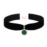 Yeşim Taşı Doğal Taş Kadın Siyah Kadife Choker Kolye