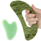 Yeşim Taşı Gua Sha Masaj Aleti Seti Saplı Daha Büyük Guasha Tahtası Kas Kazıma Masaj Aletleri Yüz Anti Selülit Spa Akupunktur Araçları Arka Boyun Yüz Bacak Masajı için Lenfatik Drenaj