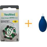 YesMed Extra Power 10 Numara İşitme Cihazı Pili (1 Paket = 6 Adet Pil) + HEDİYE İşitme Cihazı El Pompası-Puar