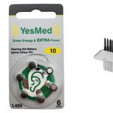YesMed Extra Power 10 Numara İşitme Cihazı Pili (1 Paket = 6 Adet Pil) + HEDİYE İşitme Cihazı Filtresi Gri Paket
