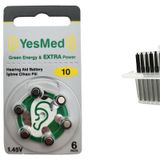 YesMed Extra Power 10 Numara İşitme Cihazı Pili (1 Paket = 6 Adet Pil + HEDİYE İşitme Cihazı Filtresi Şeffaf Paket
