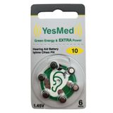 YesMed Extra Power 10 Numara İşitme Cihazı Pili (1 Paket = 6 Adet Pil) + HEDİYE ProWax miniFit Filtre