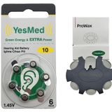 YesMed Extra Power 10 Numara İşitme Cihazı Pili (1 Paket = 6 Adet Pil) + HEDİYE YesMed ProWax Filtre
