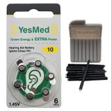 YesMed Extra Power 10 Numara İşitme Cihazı Pili (1 Paket = 6 Adet Pil) + HEDİYE YesMed WaxStop Filtre