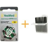 Yesmed Extra Power 10 Numara Işitme Cihazı Pili (1 Paket = 6 Adet Pil + Işitme Cihazı Filtresi Şeffaf Paket