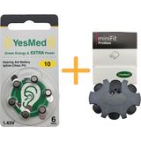 Yesmed Extra Power 10 Numara Işitme Cihazı Pili (1 Paket = 6 Adet Pil) + Yesmed Minifit Prowax Filtre