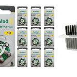 YesMed Extra Power 10 Numara İşitme Cihazı Pili (10 Paket x 6 Adet = 60 Adet Pil + HEDİYE İşitme Cihazı Filtresi Şeffaf Paket