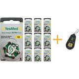 YesMed Extra Power 10 Numara İşitme Cihazı Pili (10 Paket x 6 Adet = 60 Adet Pil) + HEDİYE İşitme Cihazı Pil Ölçer 1 Adet