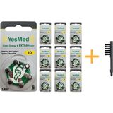 Yesmed Extra Power 10 Numara Işitme Cihazı Pili (10 Paket x 6 Adet = 60 Adet Pil) + Hediye Mıknatıslı Işitme Cihazı Temizleme Fırçası