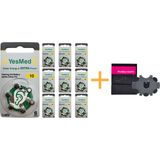 YesMed Extra Power 10 Numara İşitme Cihazı Pili (10 Paket x 6 Adet = 60 Adet Pil) + HEDİYE ProWax miniFit Filtre