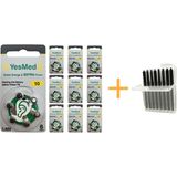 Yesmed Extra Power 10 Numara Işitme Cihazı Pili (10 Paket x 6 Adet = 60 Adet Pil + Işitme Cihazı Filtresi Şeffaf Paket