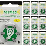 YesMed Extra Power 10 Numara İşitme Cihazı Pili (10 Paket x 6 Adet = 60 Adet Pil)