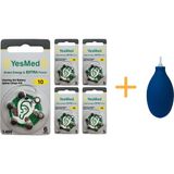 YesMed Extra Power 10 Numara İşitme Cihazı Pili (5 Paket x 6 Adet = 30 Adet Pil) + HEDİYE İşitme Cihazı El Pompası-Puar