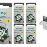 YesMed Extra Power 10 Numara İşitme Cihazı Pili (5 Paket x 6 Adet = 30 Adet Pil) + HEDİYE İşitme Cihazı Filtresi Gri Paket