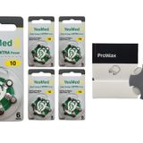 YesMed Extra Power 10 Numara İşitme Cihazı Pili (5 Paket x 6 Adet = 30 Adet Pil) + HEDİYE ProWax Filtre