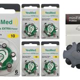 YesMed Extra Power 10 Numara İşitme Cihazı Pili (5 Paket x 6 Adet = 30 Adet Pil) + HEDİYE YesMed miniFit ProWax Filtre