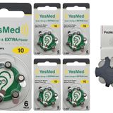 YesMed Extra Power 10 Numara İşitme Cihazı Pili (5 Paket x 6 Adet = 30 Adet Pil) + HEDİYE YesMed ProWax Filtre