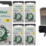 YesMed Extra Power 10 Numara İşitme Cihazı Pili (5 Paket x 6 Adet = 30 Adet Pil) + HEDİYE YesMed WaxStop Filtre