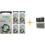 Yesmed Extra Power 10 Numara Işitme Cihazı Pili (5 Paket x 6 Adet = 30 Adet Pil + Işitme Cihazı Filtresi Şeffaf Paket