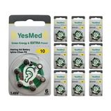 YesMed Extra Power 10 Numara İşitme Cihazı Pili, Kulaklık Pili, Duyma Pili, Kulak Pili, Kulak Cihazı Pili (10 Paket x 6 Adet = 60 Adet Pil)