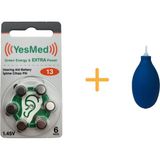 YesMed Extra Power 13 Numara İşitme Cihazı Pili (1 Paket = 6 Adet Pil) + HEDİYE İşitme Cihazı El Pompası-Puar