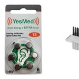 YesMed Extra Power 13 Numara İşitme Cihazı Pili (1 Paket = 6 Adet Pil) + HEDİYE İşitme Cihazı Filtresi Gri Paket