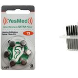 YesMed Extra Power 13 Numara İşitme Cihazı Pili (1 Paket = 6 Adet Pil + HEDİYE İşitme Cihazı Filtresi Şeffaf Paket