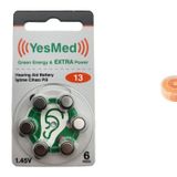 YesMed Extra Power 13 Numara İşitme Cihazı Pili (1 Paket = 6 Adet Pil) + HEDİYE İşitme Cihazı Nem Alıcı Tablet