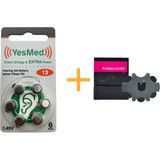 YesMed Extra Power 13 Numara İşitme Cihazı Pili (1 Paket = 6 Adet Pil) + HEDİYE ProWax miniFit Filtre