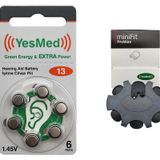 YesMed Extra Power 13 Numara İşitme Cihazı Pili (1 Paket = 6 Adet Pil) + HEDİYE YesMed miniFit ProWax Filtre