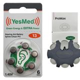YesMed Extra Power 13 Numara İşitme Cihazı Pili (1 Paket = 6 Adet Pil) + HEDİYE YesMed ProWax Filtre