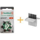 Yesmed Extra Power 13 Numara Işitme Cihazı Pili (1 Paket = 6 Adet Pil) + Işitme Cihazı Filtresi Gri Paket
