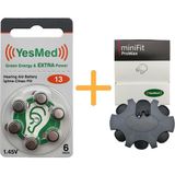 Yesmed Extra Power 13 Numara Işitme Cihazı Pili (1 Paket = 6 Adet Pil ) + Yesmed Minifit Prowax Filtre