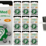 YesMed Extra Power 13 Numara İşitme Cihazı Pili (10 Paket x 6 Adet = 60 Adet Pil + HEDİYE İşitme Cihazı Filtresi Şeffaf Paket