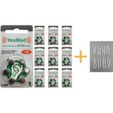 Yesmed Extra Power 13 Numara Işitme Cihazı Pili (10 Paket x 6 Adet = 60 Adet Pil) + Hediye Işitme Cihazı Hortumu (8 Adet, Orta-Standart Olan Kıvrılmış Hortum), Yesmed