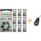 YesMed Extra Power 13 Numara İşitme Cihazı Pili (10 Paket x 6 Adet = 60 Adet Pil) + HEDİYE İşitme Cihazı Pil Ölçer 1 Adet