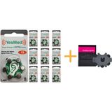 YesMed Extra Power 13 Numara İşitme Cihazı Pili (10 Paket x 6 Adet = 60 Adet Pil) + HEDİYE ProWax miniFit Filtre