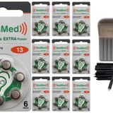 YesMed Extra Power 13 Numara İşitme Cihazı Pili (10 Paket x 6 Adet = 60 Adet Pil) + HEDİYE YesMed WaxStop Filtre