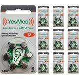 YesMed Extra Power 13 Numara İşitme Cihazı Pili (10 Paket x 6 Adet = 60 Adet Pil)
